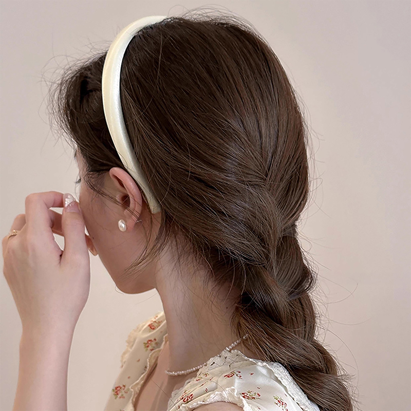 ヴィンテージソリッドクリームカラーヘアバンドサテンシルクヘア - Hair Care Lotion のレビューと価格