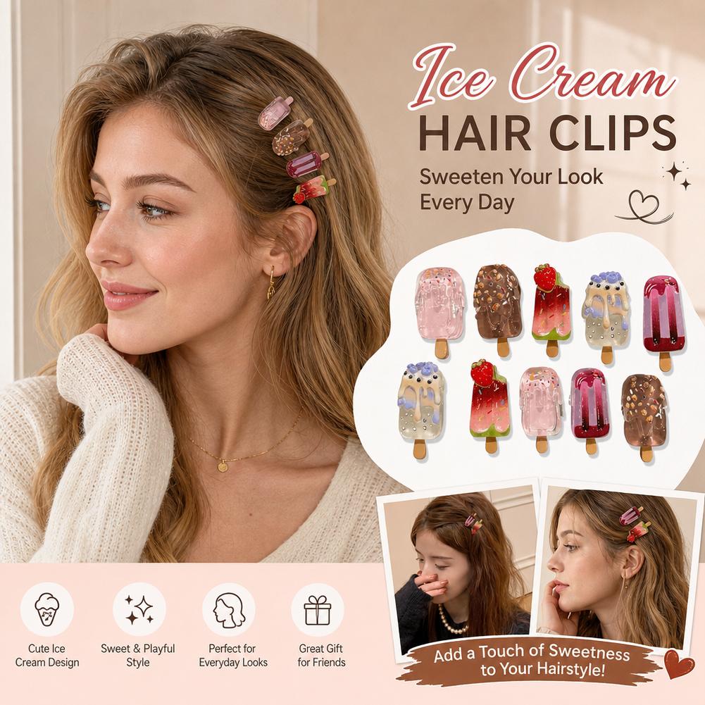 10個入りアイスクリームヘアクリップセット、キュートなアイス - Hair Care Lotion のレビューと価格